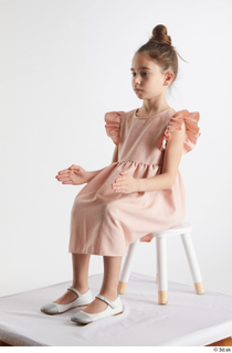  Doroteya  1 casual dressed pink dress sitting white ballerina flats whole body 0016.jpg